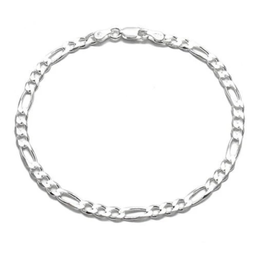TIMELESS STERLING SILVER FIGARO CHAIN BRACELET IN 3.5MM (GAUGE 100) WIDTH
